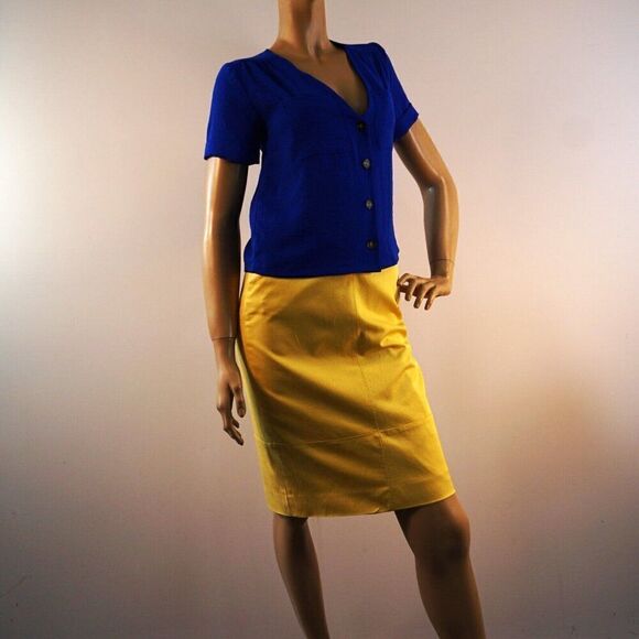 Monteau Los Angeles Womens Blouse Size S Royal Blue V Neck Buttoned Top - Picture 8 of 10